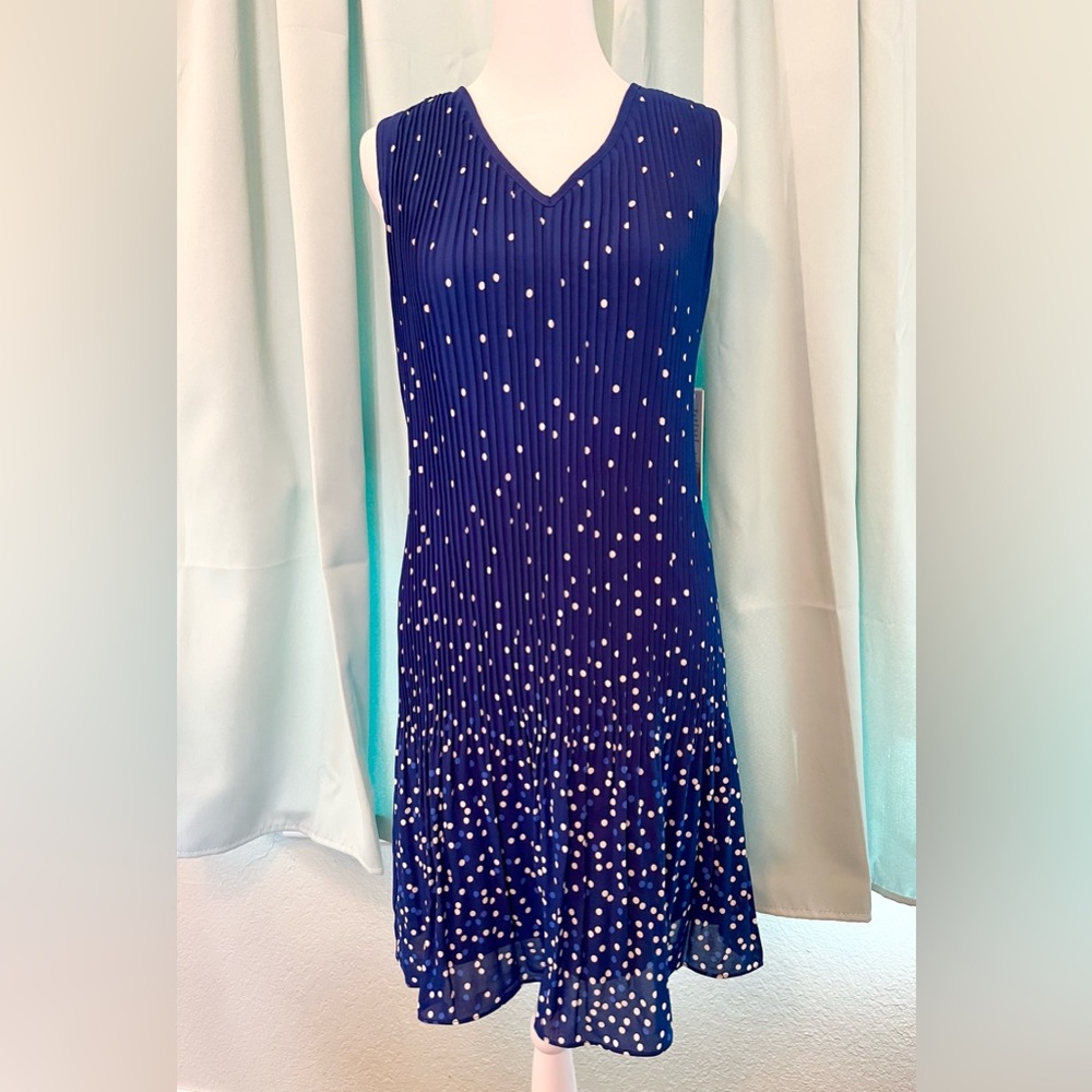 NWT Nanette Lepore Blue Pleated Sleeveless Dress